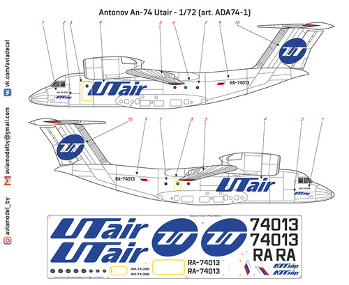 Aviadecal ada74 1 - 1/72,