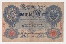 20 Reichbanknote 1914 Banconota tedesca Venti Marchi