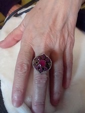 anello argento 925 stile antico rubini zaffiri bianchi