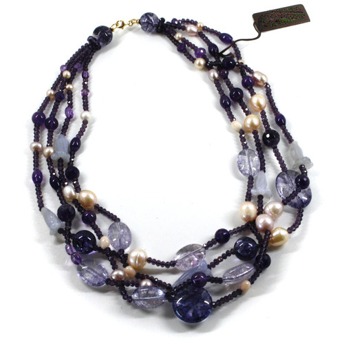 Collana 45cm fili ametista - 4, fili,