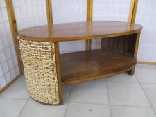 TAVOLO TAVOLINIO IN TRECCIA DI BANANO LEGNO MOGANO CM 105X55X50 H caffè SALOTTO 