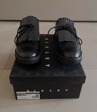 Scarpe da Donna Sisley, Francesine in Pelle Nera con frange blu/nere, numero 39 