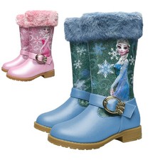 Stivali alti Elsa principessa bambini bambina invernali caldi peluche neve stivali