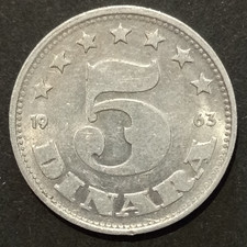 JUGOSLAVIA 5 DINARA 1953 1963