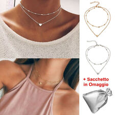 Collana Cuore Donna Girocollo Ciondolo Catenina Regolabile + Sacchetto Omaggio