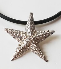 Collana Ciondolo Stella Marina ARGENTO 925 con laccio in caucciù in argento 925