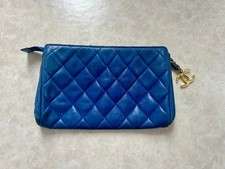 Borsa CHANEL in pelle di agnello vintage pelle blu rossa oggetto raro dal Gia...