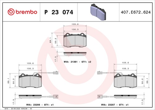 P23074 set pastiglie - set, freno