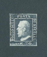 SICILIA 1859 - FRANCOBOLLO DA 20gr. GRIGIO ARDESIA - ANNULLATO - CON GRANDI 
