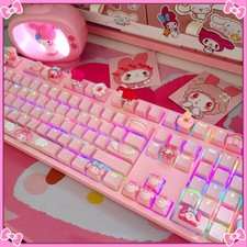 My Melody Cute Doll Keycaps Rosa 108 tasti RGB Tastiera Meccanica MX Tri-mode 