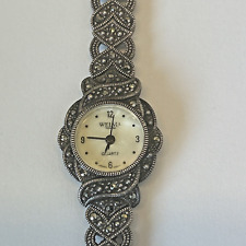Welma Women's Sterling Silver 925 Marcasite Bracelet Band Watch Quartz 6.75"