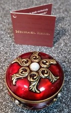 Vintage Michael Hero smalto cuore portapillole/pillole scatola con cristalli Swarovski certificato di autenticità