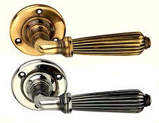 Set maniglie porta leva vintage stile canna mortice ottone/nichel invecchiato Regency