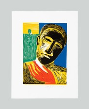 Mimmo PALADINO - "Senza titolo", 2003 - Xilografia, 50 x 30 cm