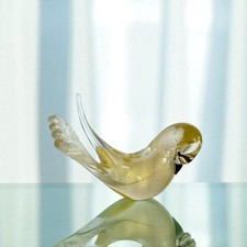 Vintage Formia Vetri Murano Arte Vetro Colomba Uccellino Macchiato Oro