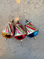 3 ornamenti vintage in vetro ritorto tedesco - anni '30