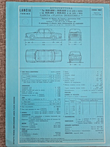 Scheda di omologazione - '60/70,