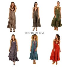 Lotto 5 Pezzi Abito Senza Schienale Abito Indiano Seta Donna Abito Bohemien...