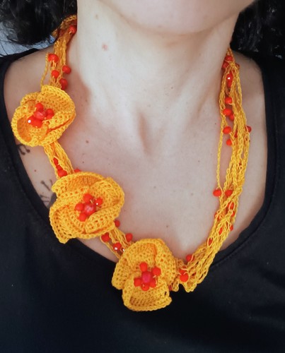 Collana papavero fatta mano - collana, a