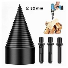 VITE CONICA SPACCALEGNA 80MM FRESA LEGNO PUNTA PER TRAPANO CON 3 ATTACCHI 07519