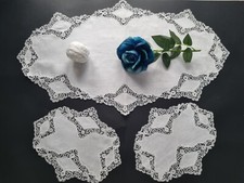 Set 3 centrini in puro lino