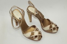 Scarpe donna CHLOE' taglia 8,5 Europa 39,5 bianco beige pelle S9364