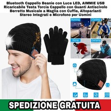 Bluetooth Cappello con Luce LED, USB Ricaricabile Testa Torcia. Con Guanti 