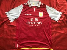 Camicia/maglia ASTON VILLA FC-L/XL-Genting Casinos-Macron-COME NUOVA! The Villans-L@@K