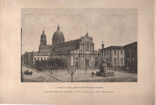 Stampa antica catania piazza - stampa,