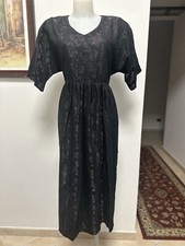 Abito Nero Donna Midi Manica Corta Oversize 