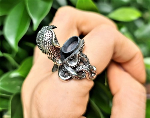 Anello medaglione octopus - anello,