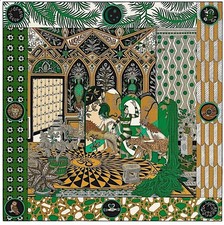 Hermes Scialle Sciarpa Stola La Danse des Amazones Verde Cashmere Seta Autentica Nuova 140