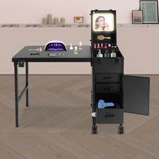 Olling Portable Manicure Table For Nail Tech Organizer Makeup Case W/3 Drawers