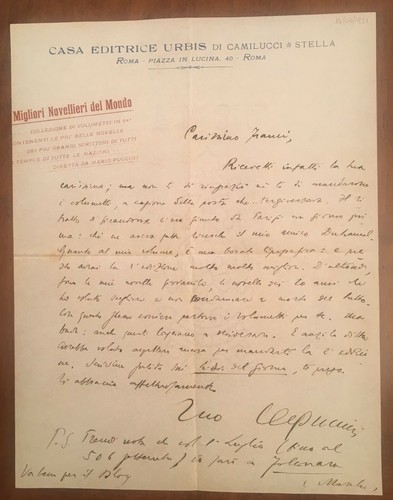 Lettera autografa mario - lettera,