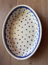Casseruola ovale/da forno vintage anni 90 Boleslawiec ceramica polacca 12 pollici
