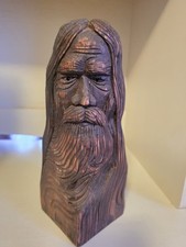 Scultura uomo barbuto in legno