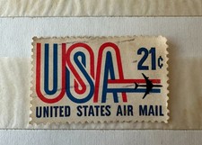 Francobollo Usa raro 1971 "Air Mail Stamp 21c United States"