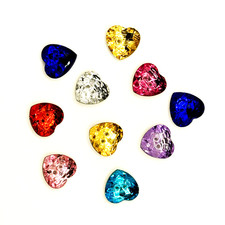10 bottoni strass cuore 13 mm
