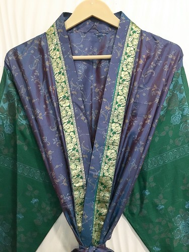 Abito lungo kimono blu - e, verde