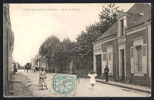Cpa yvré pôlin école - cpa, et