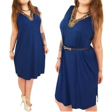 Abito Vestito Corto da Donna Longuette Casual Estivo Svasato Taglie Forti Mare 