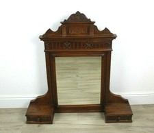 Specchio Specchiera da Tavolo Appoggio in LEGNO con CASSETTI Vintage Intarsiata