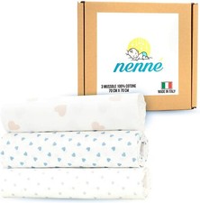 3 mussola mussole neonato lenzuolini cotone copertina culla passeggino 70x70 cm.