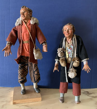2x ANTICHE GRANDI STATUINE STATUE PRESEPE NAPOLETANO TERRACOTTA 31+35 CM