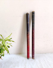 Antico Primitive Laccati di Legno Mano Ventola Bastone 2 Pcs Rara W314