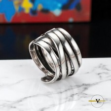 ANELLO DONNA UOMO INTRECCIATO IN ARGENTO 925 COLORE ARGENTO REGOLABILE 12 - 13