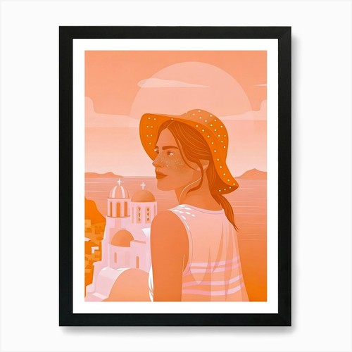 Quadro donna con cappello - , a
