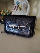 Pregiata Borsa Vintage Guido Borelli in vera Pelle Di Tartaruga Laccato Nero