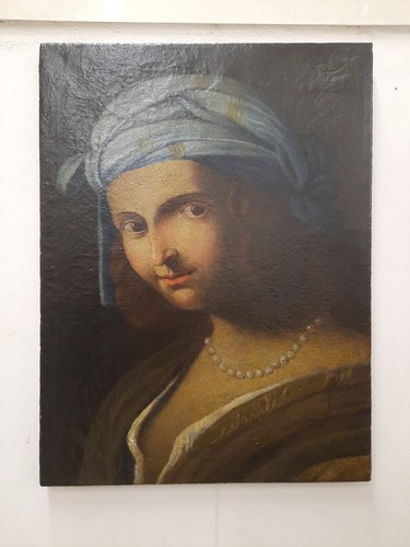 Dipinto olio tela volto di - su,