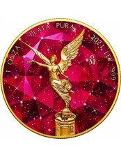 BERILLO ROSSO Le 4 pietre preziose più rare 1 oz moneta argento Messico 2024